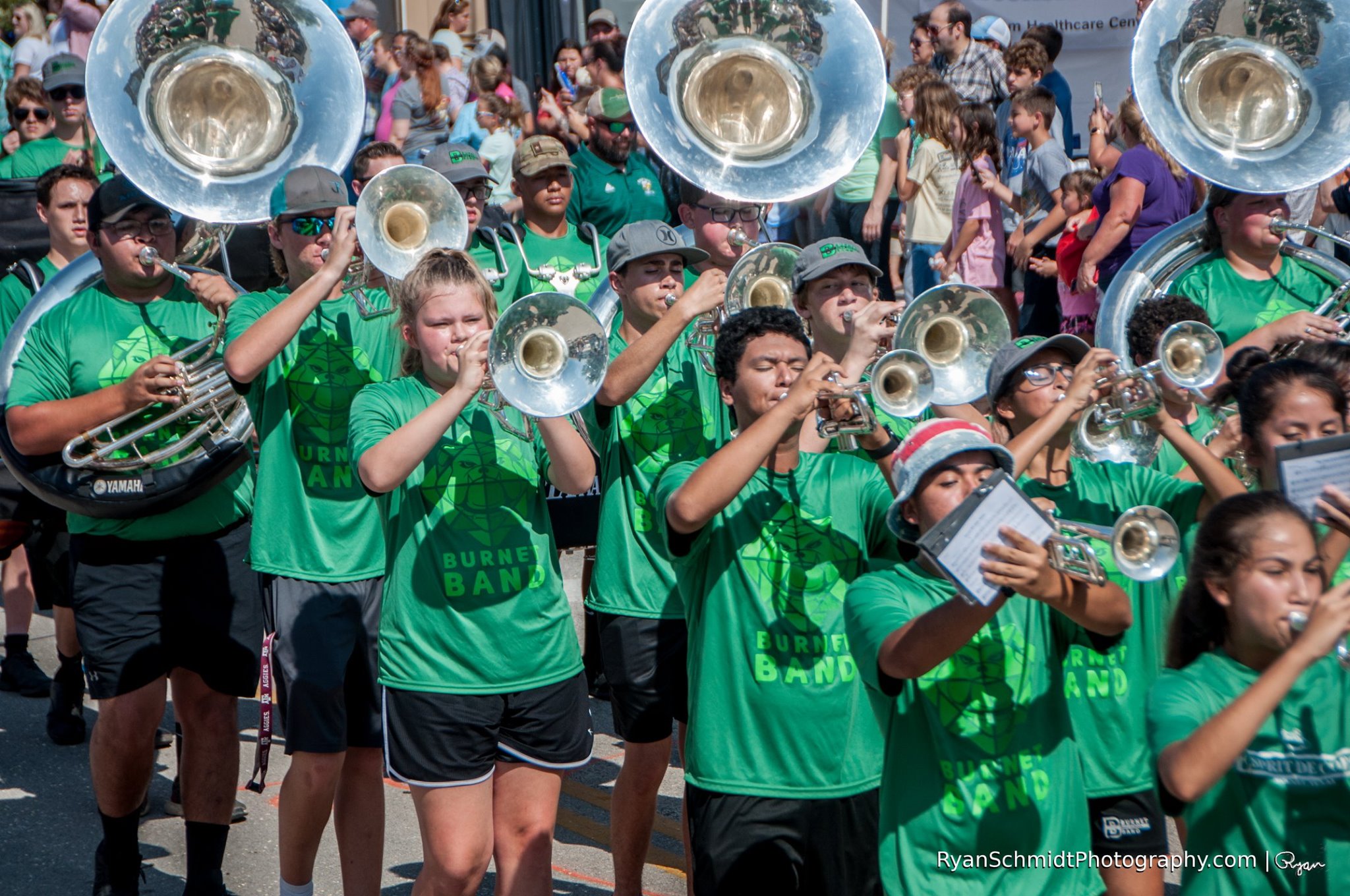 Burnet High School Band marching in the Grande Parade