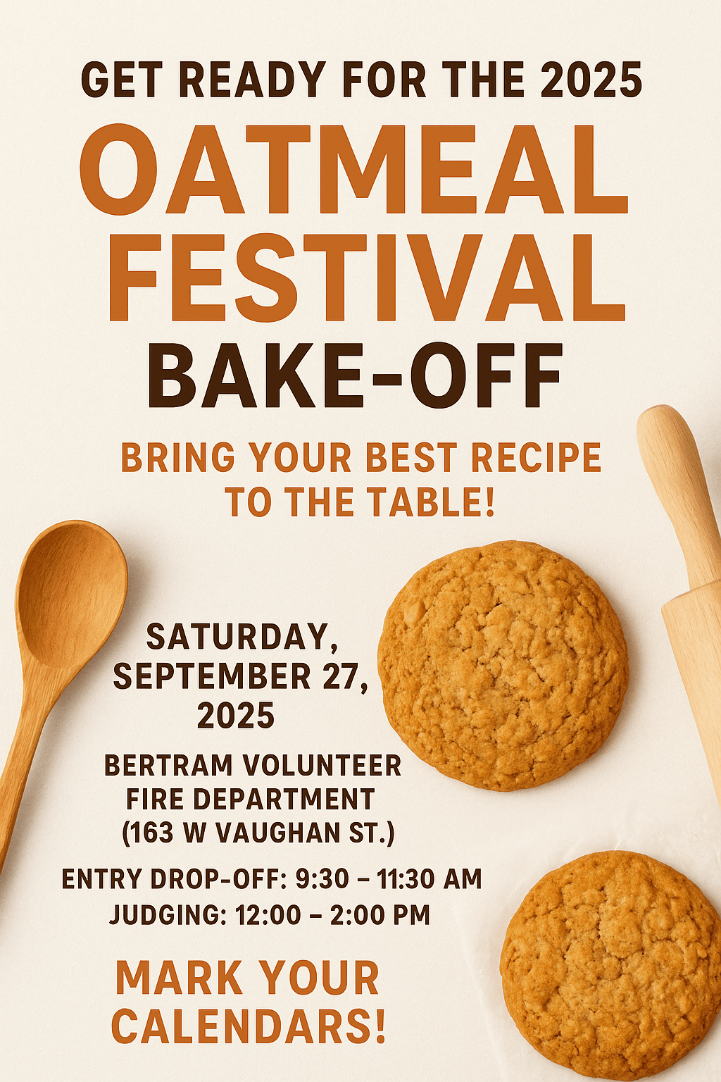 Get Ready for the 2025 Oatmeal Festival Bake-Off: Bring Your Best Recipe to the Table!