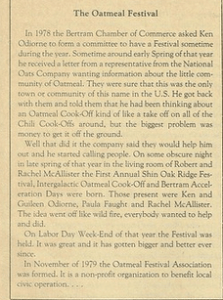 1980 Festival Brochure Oatmeal Festival History