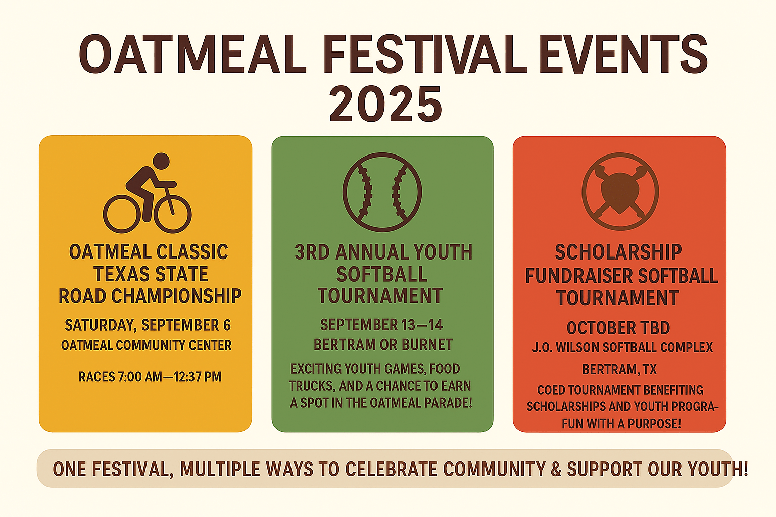 🌾 Celebrate Community, Support Youth – Oatmeal Festival Events This Fall!