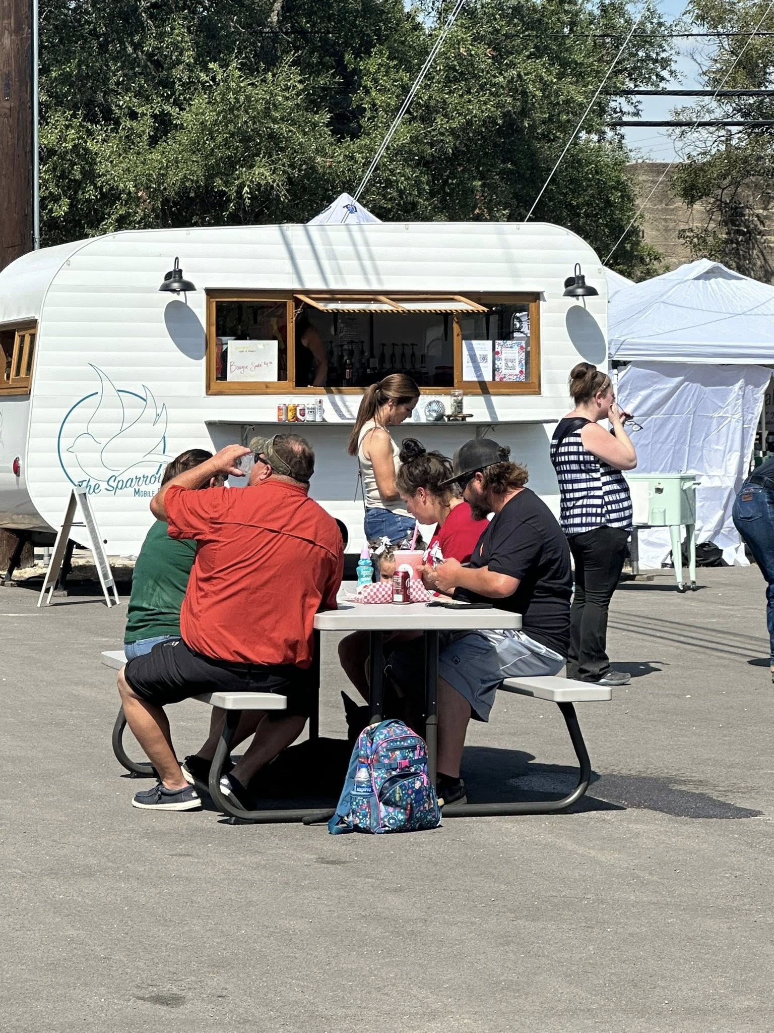 The Food Court with food trucks at the Oatmeal Festival in Bertram, Texas
