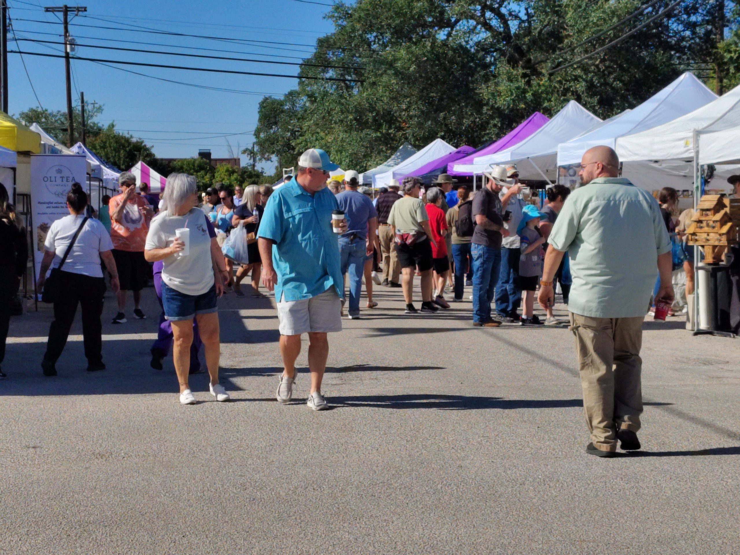 Oatmeal Festival vendor booths in downtown Bertram